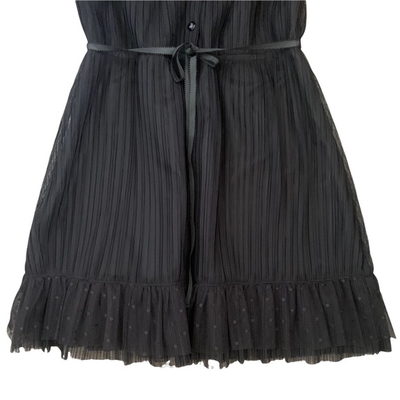 Anna Sui Black Sheer Flare Polka Dot Short Sleeve Button Down Mini Dress Size S - Picture 4 of 7